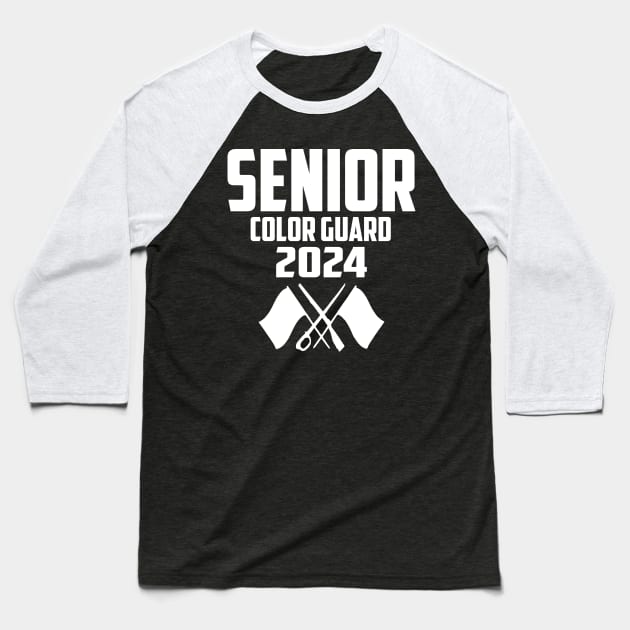 2024 Senior Color Guard Class of 2024 Marching Band Flag Baseball T-Shirt by Giftyshoop